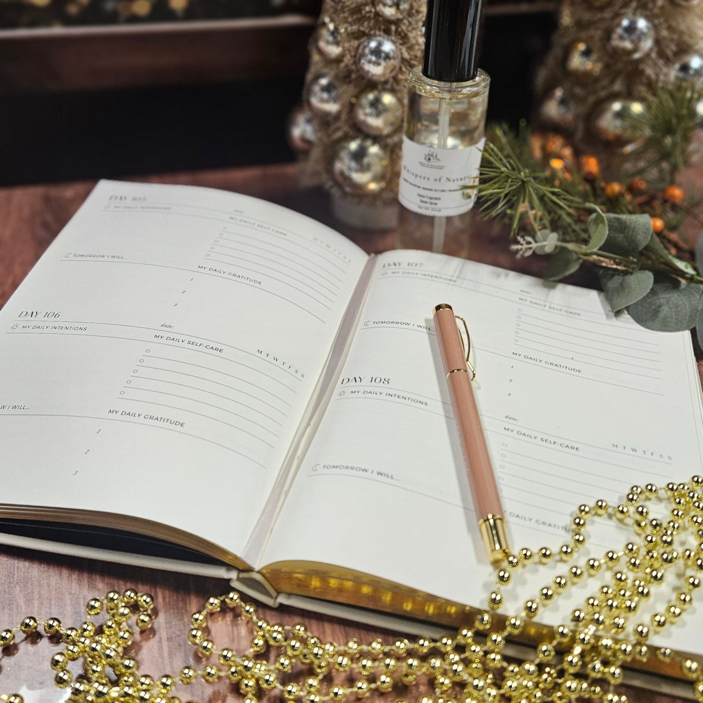 My Daily Self-Care (Almond) Reflection and Gratitude Journal & Pen gift set